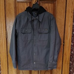 Brahma Dark Gray Hooded Canvas Shacket w/Quilted Interior NWT Small